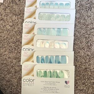 Color Street Blue and Green Nail Polish Strips Collection